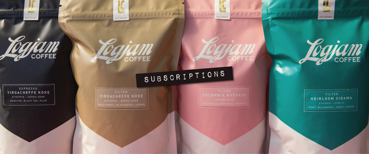 Logjam Coffee subscriptions provide you with three options for having the freshest coffees delivered monthly to your door. Our coffee is roasted in small batches, ensuring only the best beans land in your cup. Sign up here to subscribe.